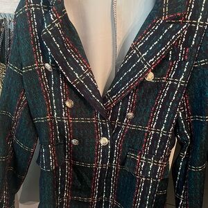 Plaid Double-Breasted Women's Coat